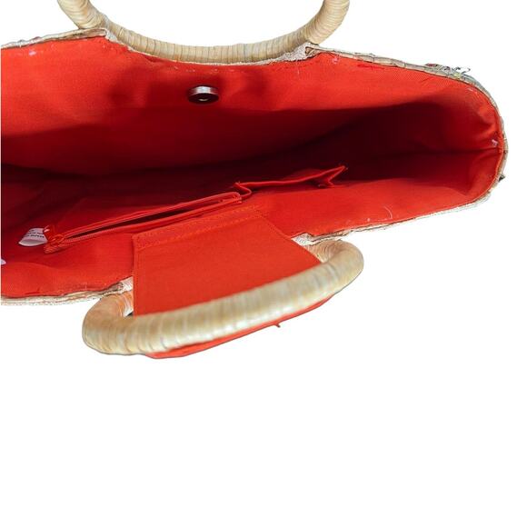 Straw Floral Giraffe Safari Woven Boho Large Purse Handbag bag - Picture 8 of 12